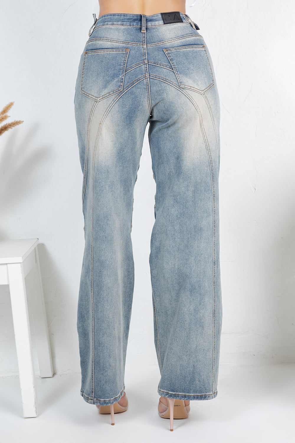 Balboa Fashion Cannes Stitch Baggy Jean - Light Denim Blue