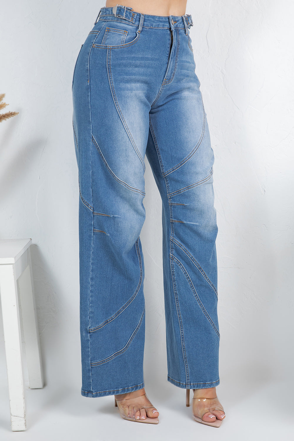 Balboa Fashion Cannes Stitch Baggy Jean - Medium Denim Blue