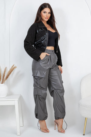 Turin faux leather cargo pants