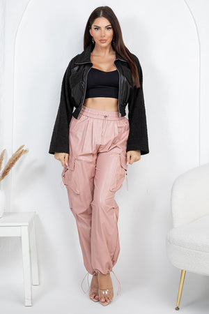 Turin faux leather cargo pants