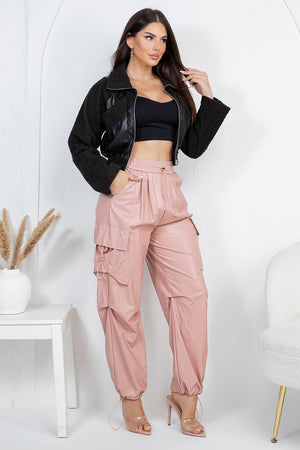 Turin faux leather cargo pants