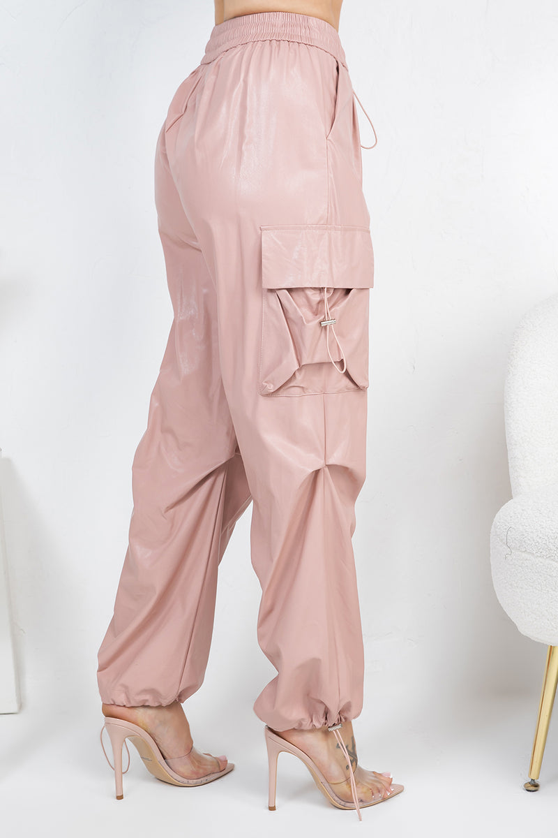 Turin faux leather cargo pants