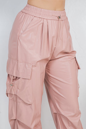 Turin faux leather cargo pants