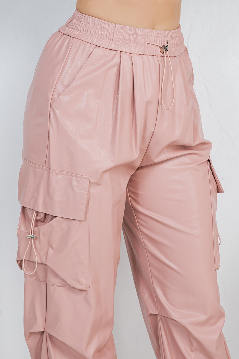 Turin faux leather cargo pants