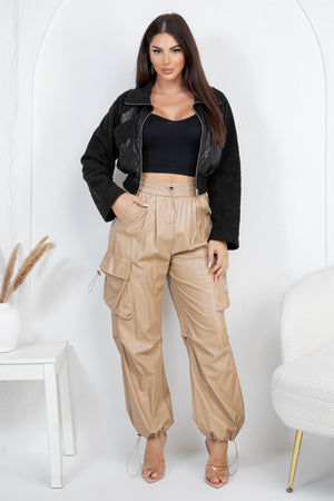 Turin faux leather cargo pants