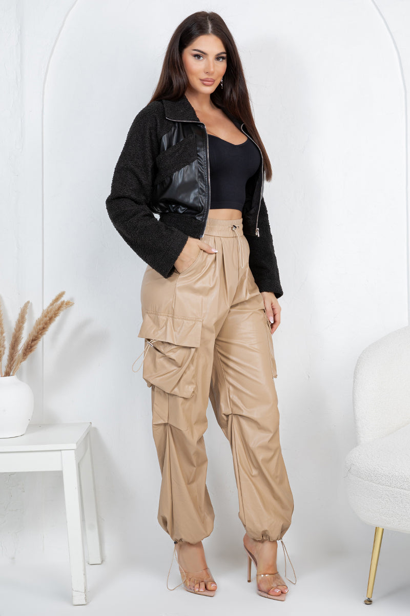 Turin faux leather cargo pants