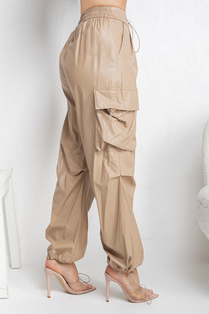 Turin faux leather cargo pants