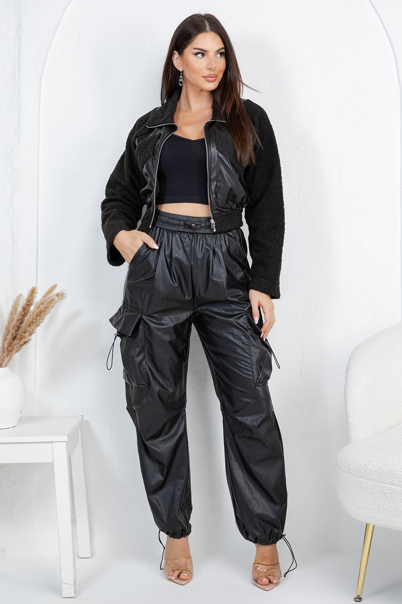 Turin faux leather cargo pants