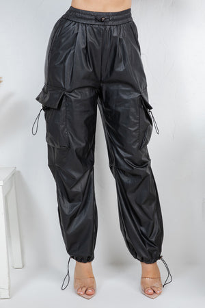 Turin faux leather cargo pants