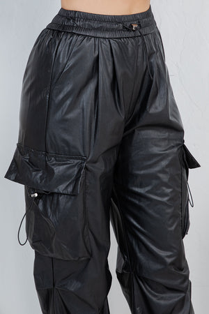 Turin faux leather cargo pants