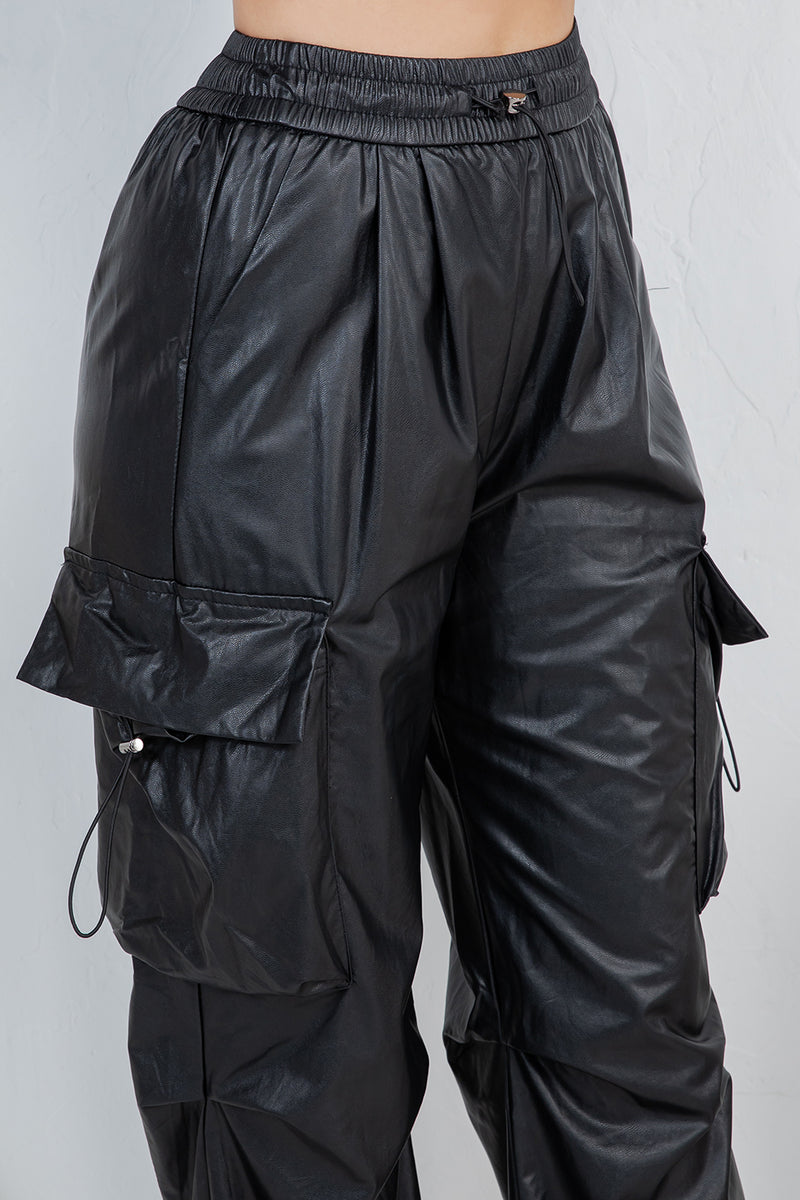 Turin faux leather cargo pants