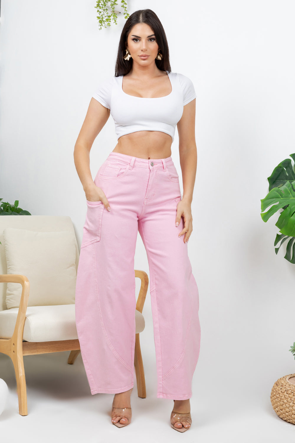 Balboa Fashion Rosalia Stretch Bubble Jean - Pink