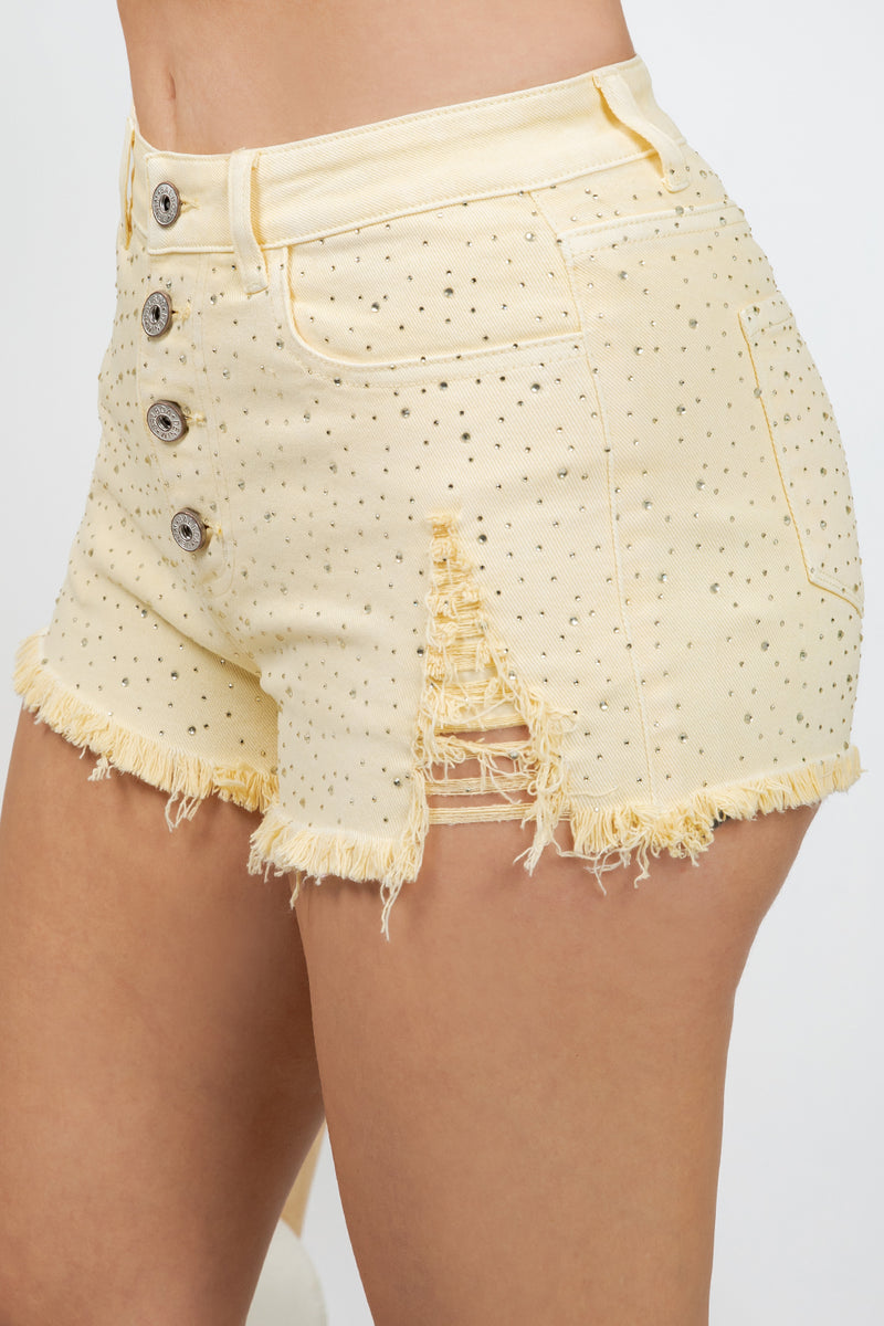 Bastian Rhinestone Denim Shorts