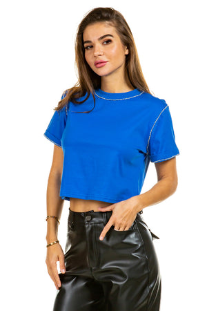 ARREZO T-SHIRT WITH RHINESTONES ALL AROUND