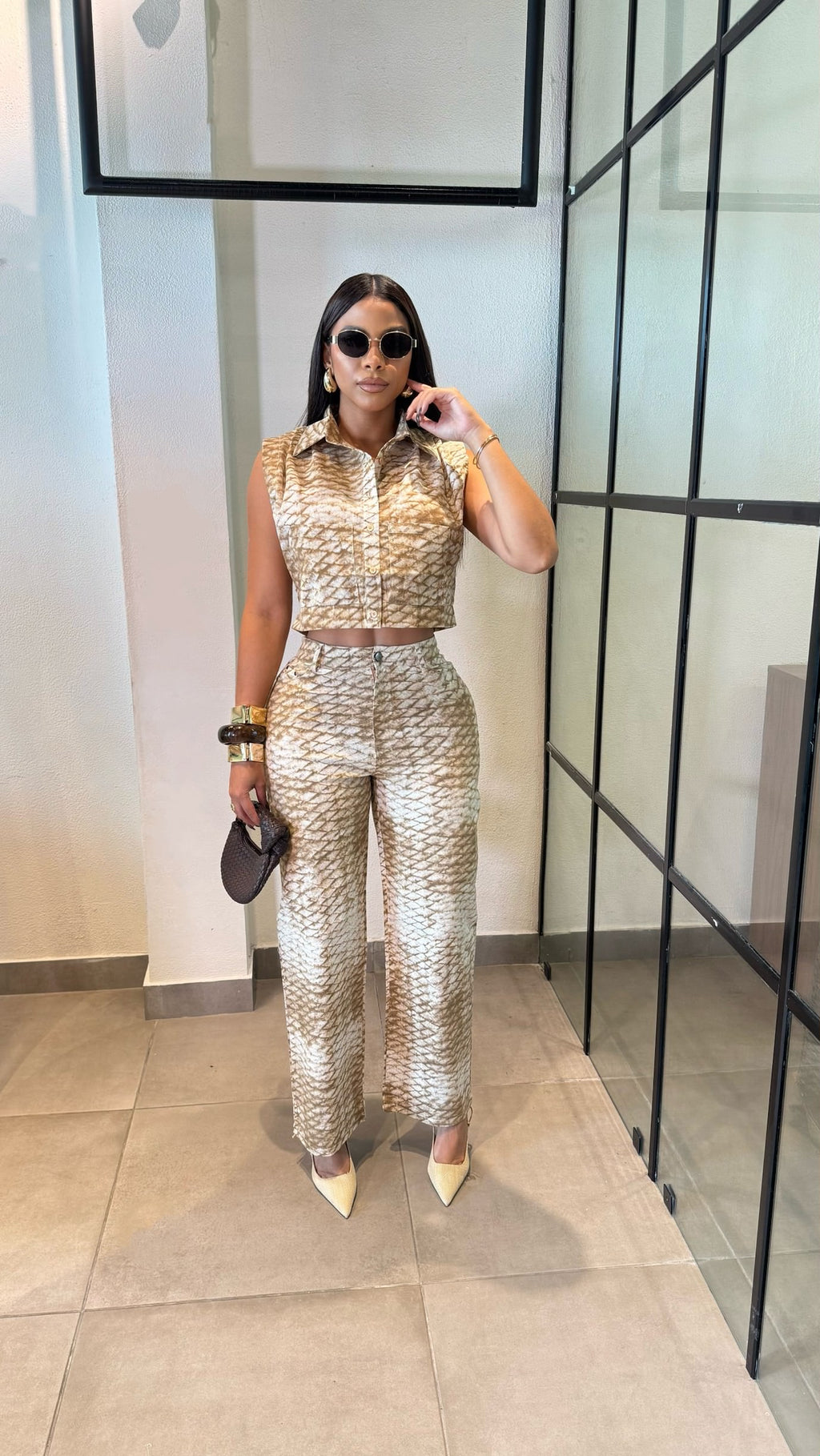 Animal print pants set