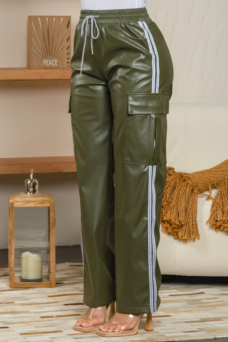 Kabul faux leather track cargo pants