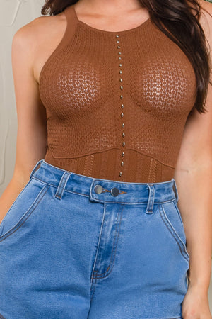 TEXTURED BEADED KNIT TOP