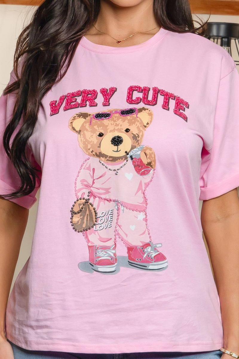 Nuria very cute teddy bear embellished top