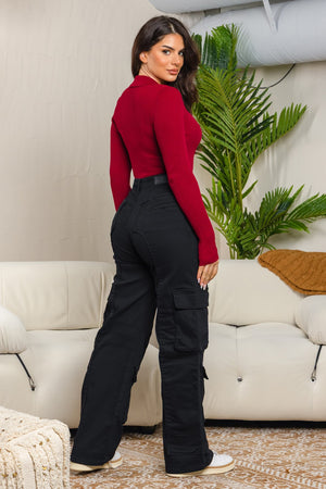 POLO NECK LONG SLEEVE KNIT BODYSUIT