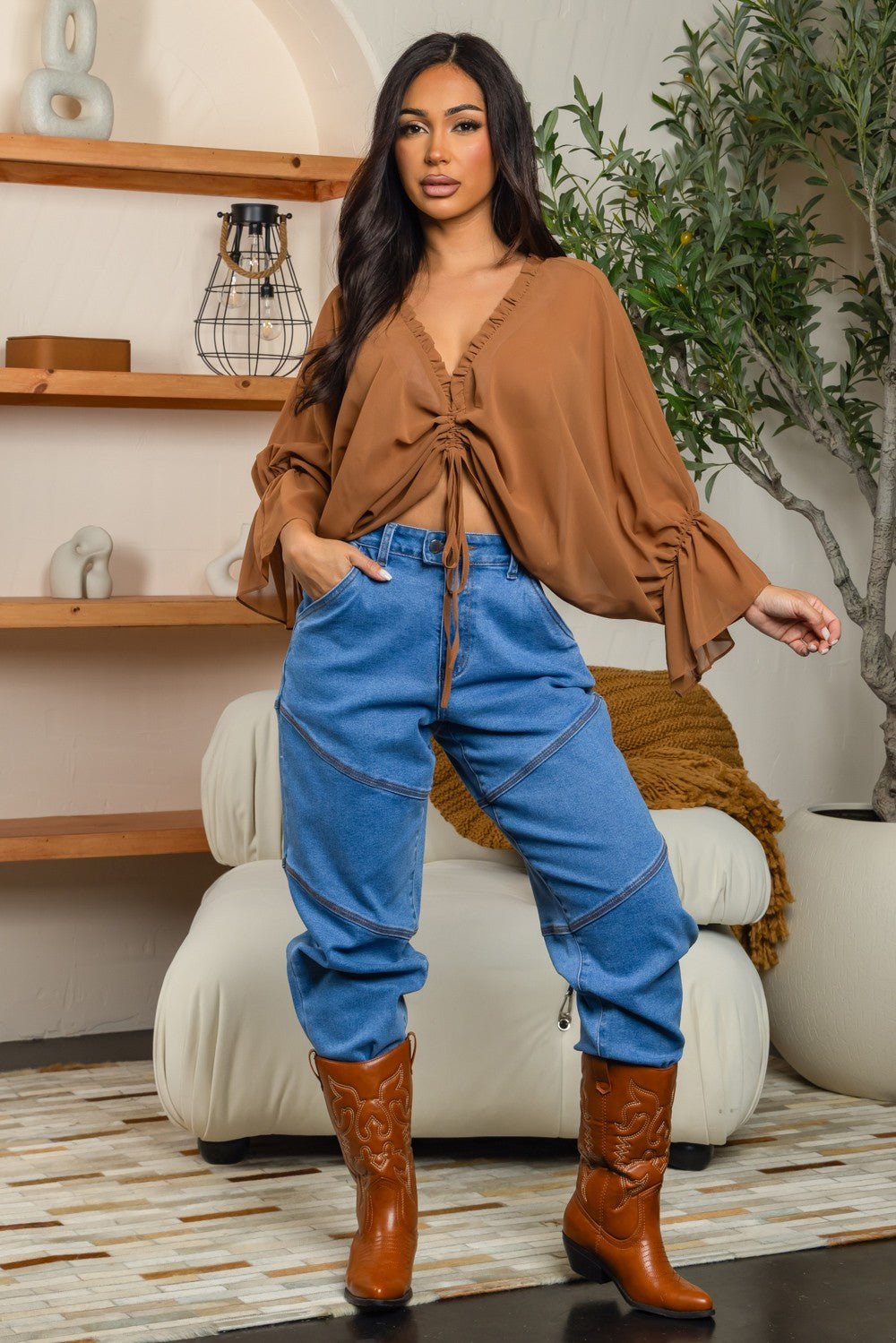 Isla chiffon ruched top