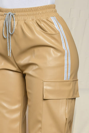 Kabul faux leather track cargo pants