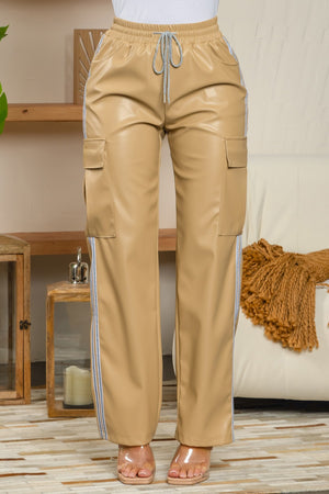 Kabul faux leather track cargo pants