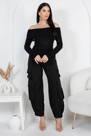 Amandea animal print off shoulder knit long sleeve top