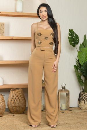 Anne gold flowers set pants