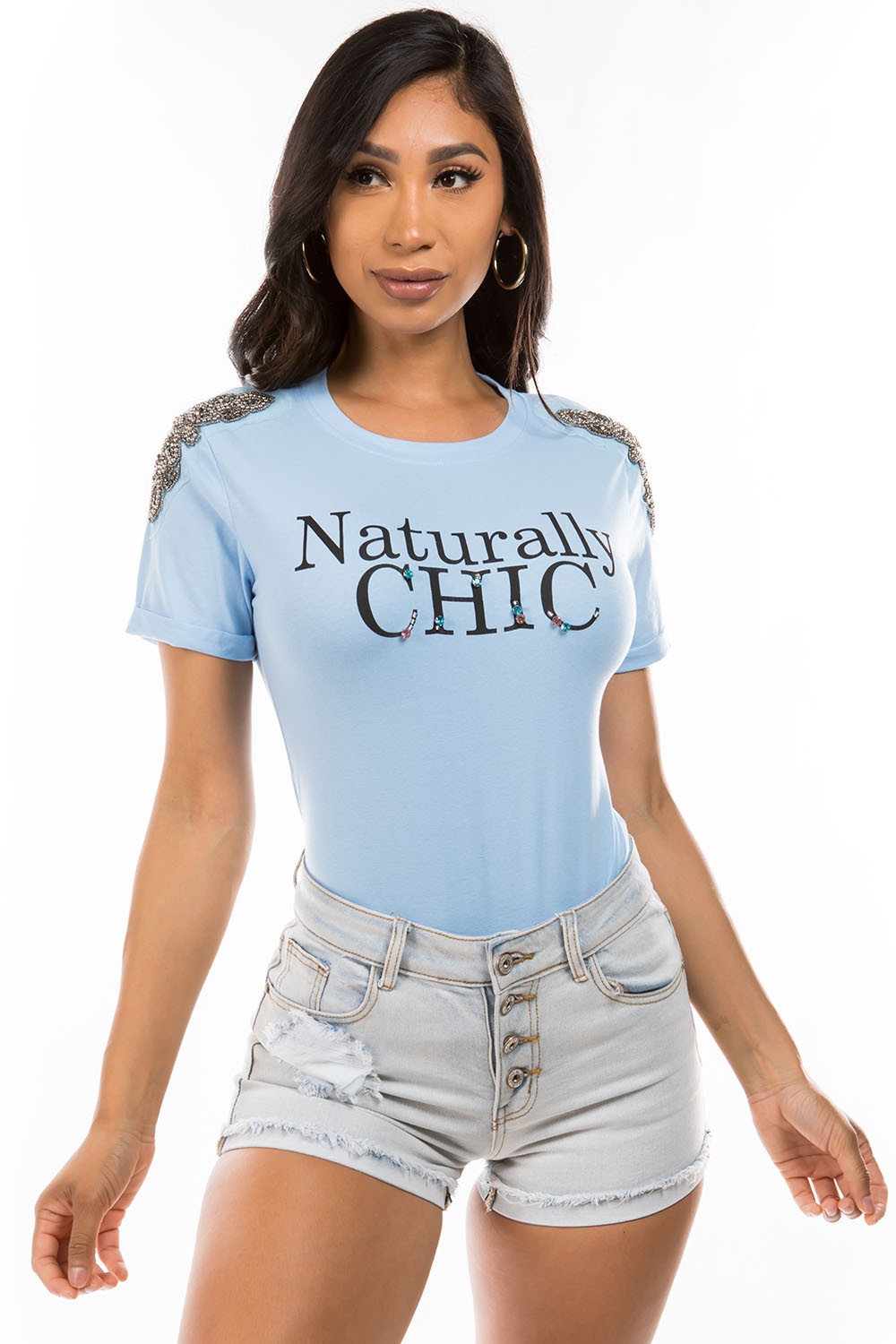 Annalia t shirt with detail on shoulders