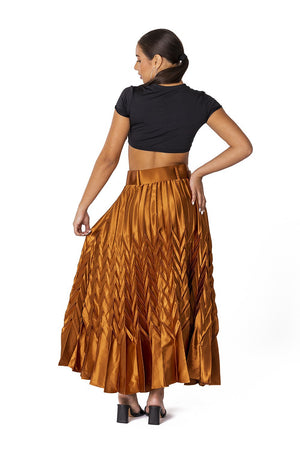 Lina Satin pleated skirt with belt
