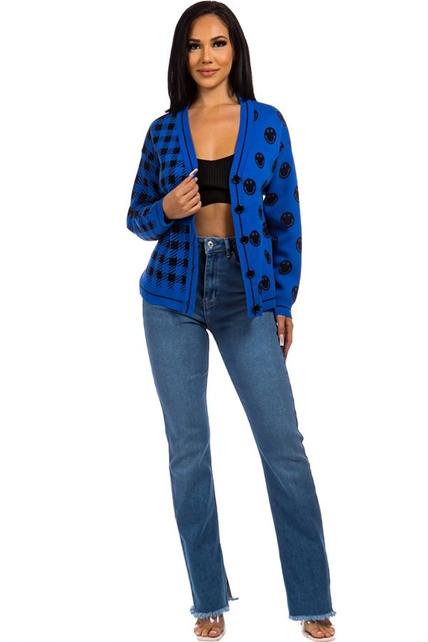 Nimes happy face printed sweater