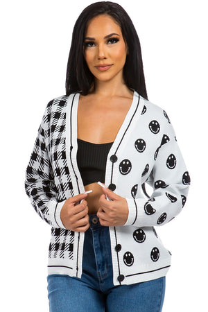 Nimes happy face printed sweater
