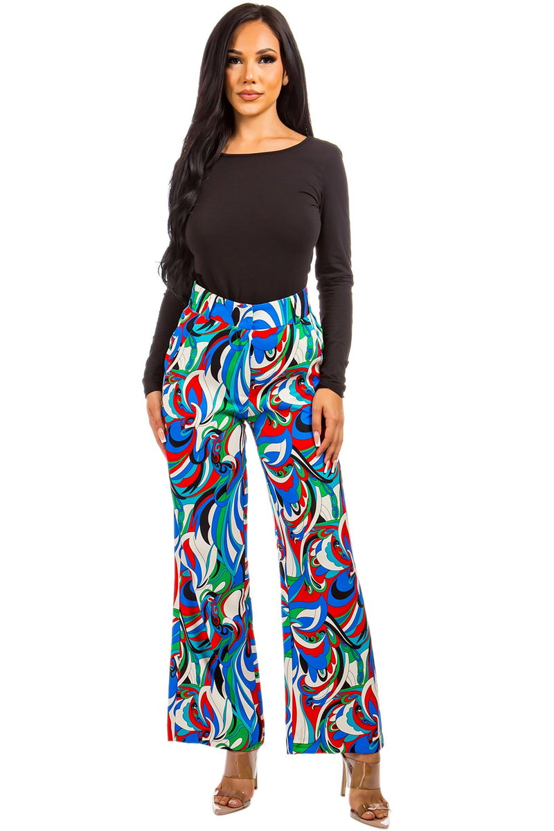 Garda wave printed wide leg pants
