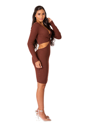 Mariah Long sleeve knit dress open on the sides