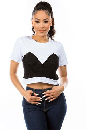 Mar Crop top t-shirt with knit