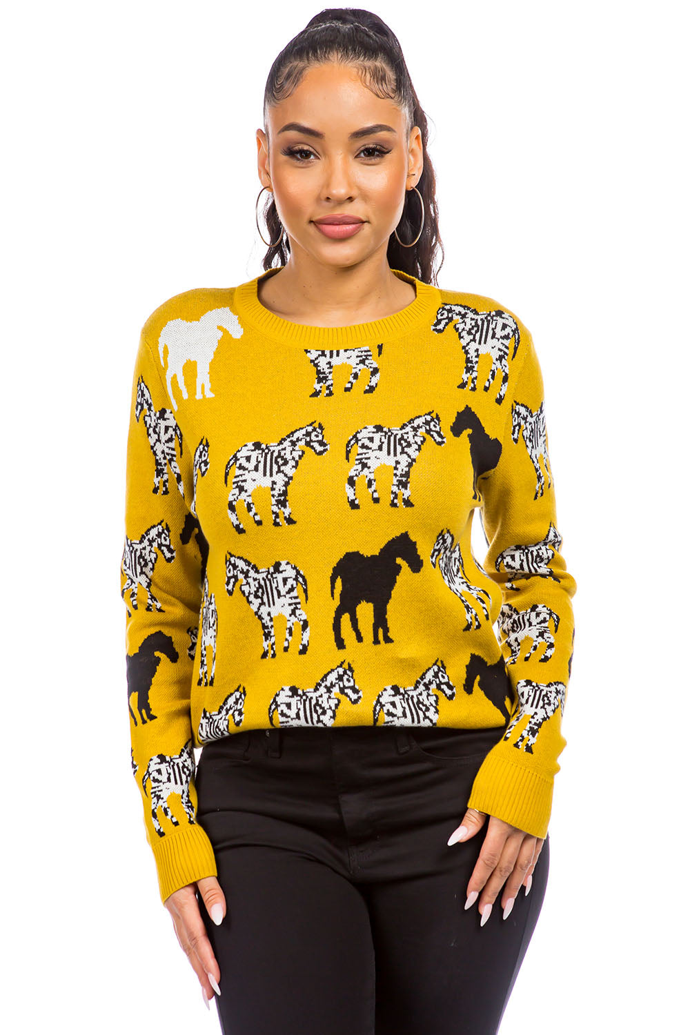 Shanna Little print zebra knit sweater