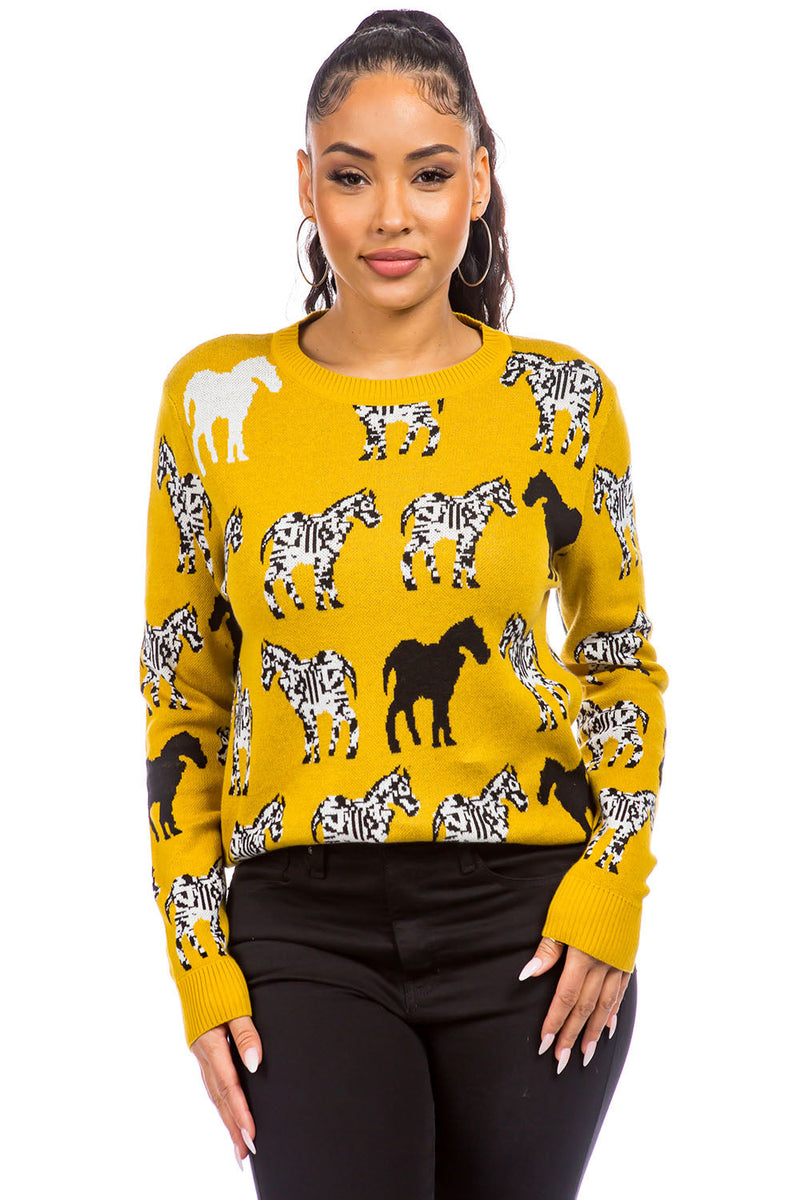 Shanna Little print zebra knit sweater