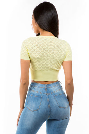 Cheyenne Knit set biker short and one sleeve crop top.