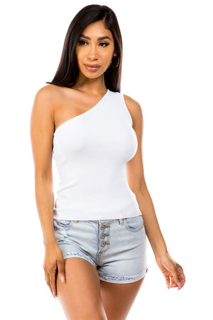 Ann knit top one shoulder with open back