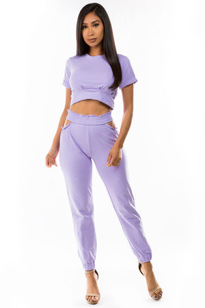 Annalisa loungewear set cut-out pants with crop top and pants