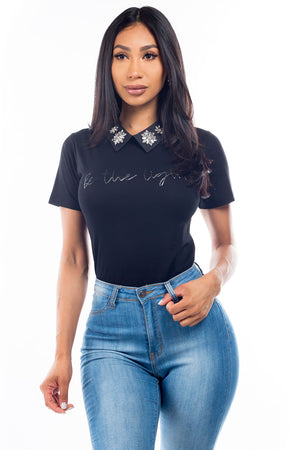 Andre T-shirt with stones on the neck