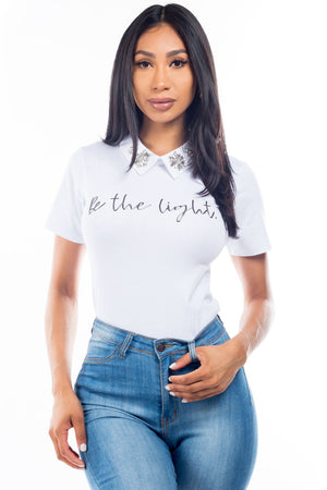Andre T-shirt with stones on the neck