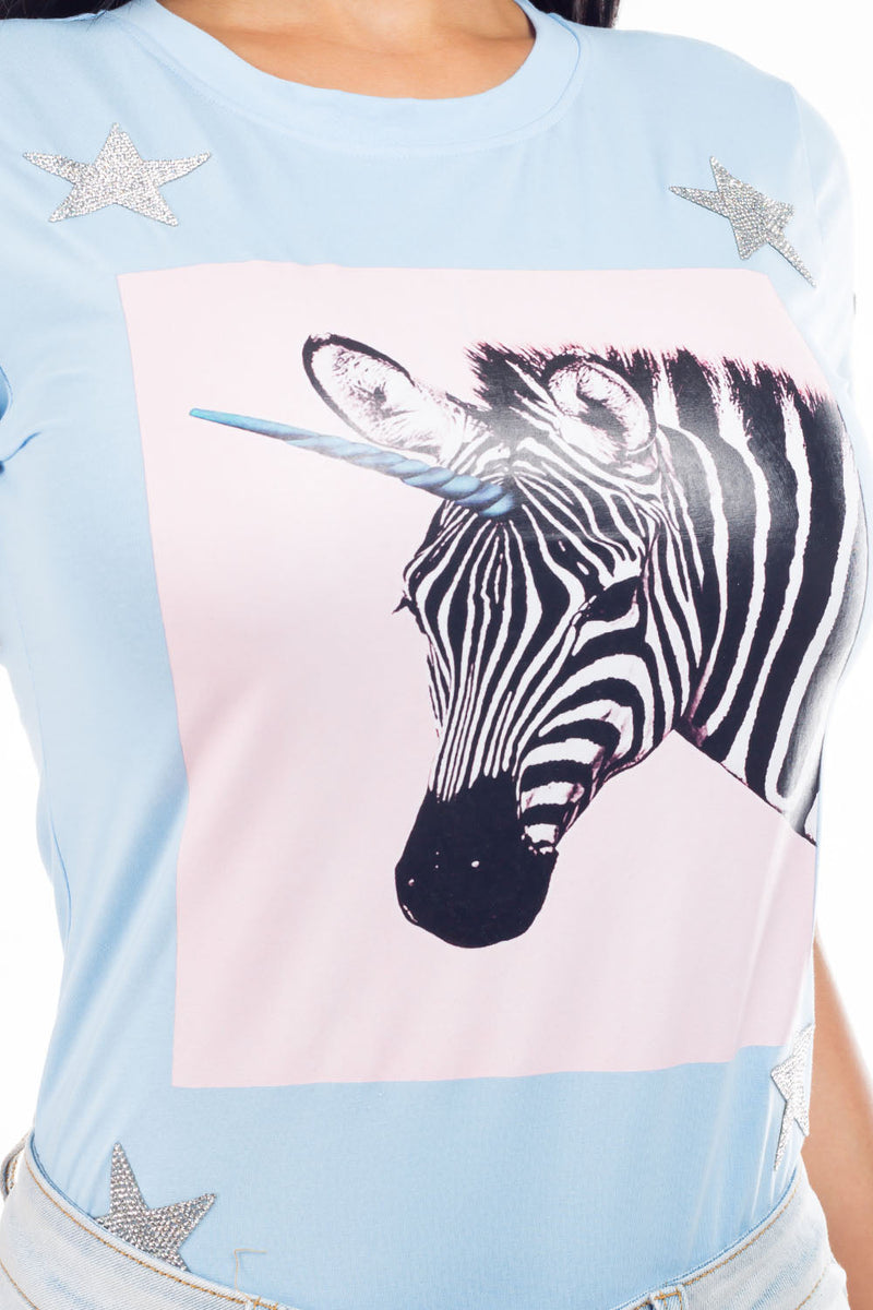 Karen  T-shirt zebra with stars around